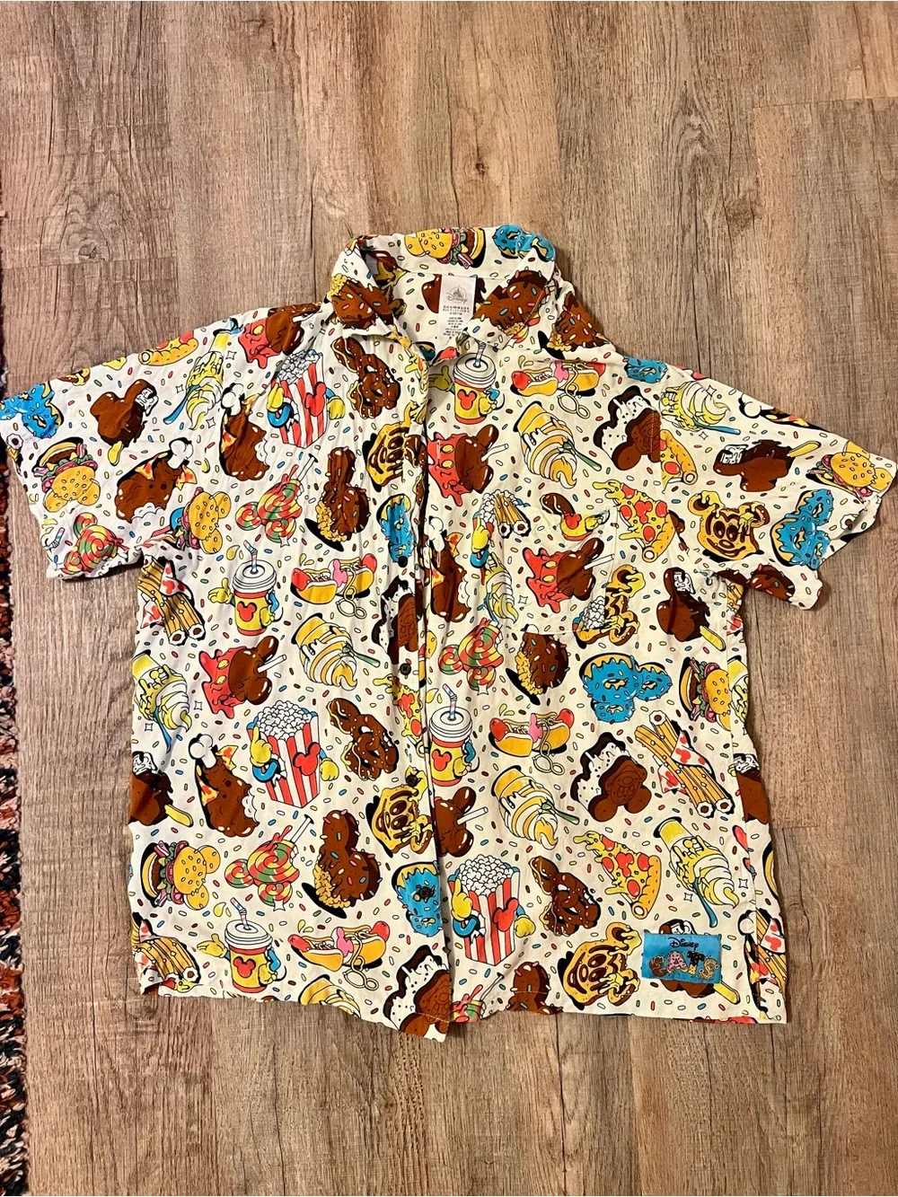 Disney Parks Disney Eats Snack Food Woven Button Up Shirt XL 2024